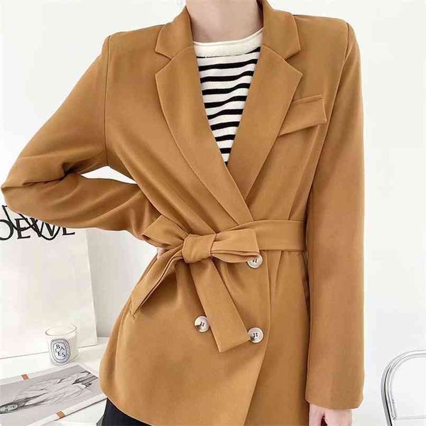 spring and autumn women's jacket casual solid color double-breasted belt decoration 210430, White
spring and autumn women's jacket casual solid color double-breasted belt decoration 210430, White