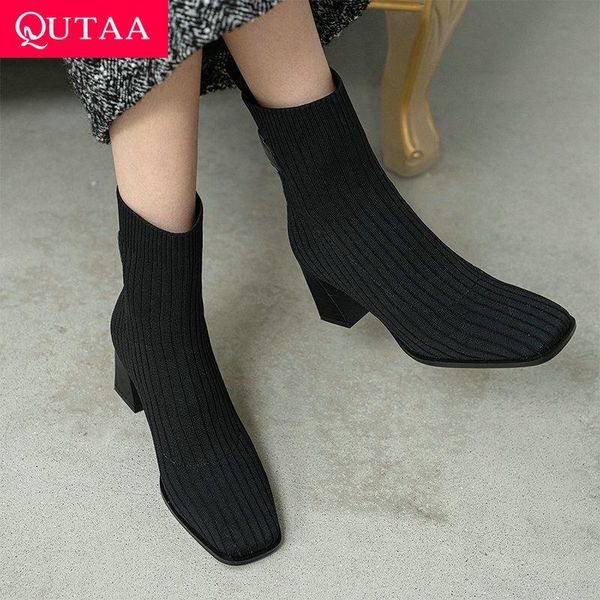 boots qutaa 2022 ankle knitting slip on women shoes autumn winter genuine leather elegant round toe short big size 34-39, Black
boots qutaa 2022 ankle knitting slip on women shoes autumn winter genuine leather elegant round toe short big size 34-39, Black