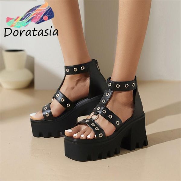 sandals doratasia rome punk women solid buckle metal open toe platform arrival high heel leisure casual shoes, Black
sandals doratasia rome punk women solid buckle metal open toe platform arrival high heel leisure casual shoes, Black