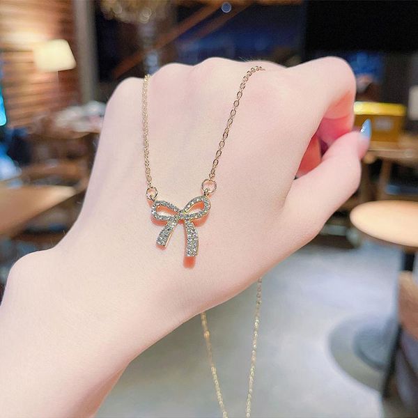pendant necklaces ins tide geometric bow necklace female style simple clavicle chain, Silver
pendant necklaces ins tide geometric bow necklace female style simple clavicle chain, Silver
