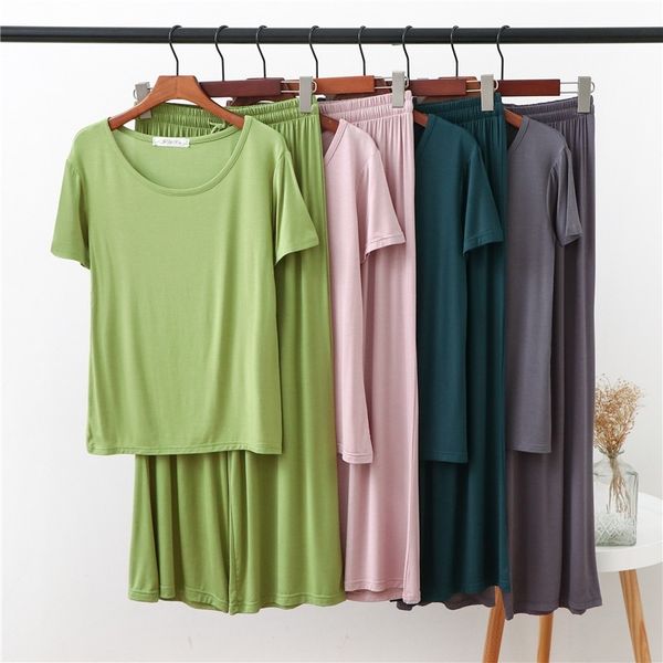 2 piece set modal homewear for women solid color loose pajamas short sleeve t shirt and pants autumn home clothes for women 210326, Black;red
2 piece set modal homewear for women solid color loose pajamas short sleeve t shirt and pants autumn home clothes for women 210326, Black;red