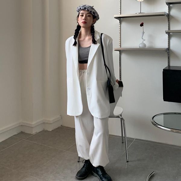 women's two piece pants autumn korean loose large casual small suit student long sleeved cardigan s jacket fmale, White
women's two piece pants autumn korean loose large casual small suit student long sleeved cardigan s jacket fmale, White