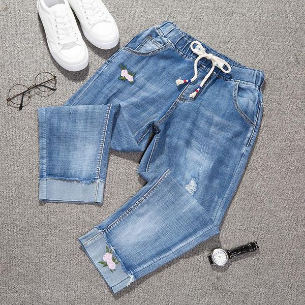 women's jeans 2021 fashion women casual pants elastic high waist embroider ladies loose denim harem plus size, Blue
women's jeans 2021 fashion women casual pants elastic high waist embroider ladies loose denim harem plus size, Blue