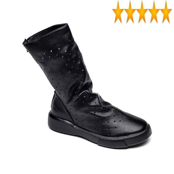 boots fashion women mid calf hollow out breathable genuine leather shoes vintage casual ladies round toe thick platform, Black
boots fashion women mid calf hollow out breathable genuine leather shoes vintage casual ladies round toe thick platform, Black