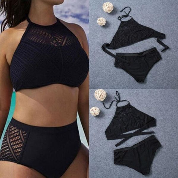 women's swimwear plus size womens high-waist crop bikini set bathing suit beachwear, White;black
women's swimwear plus size womens high-waist crop bikini set bathing suit beachwear, White;black