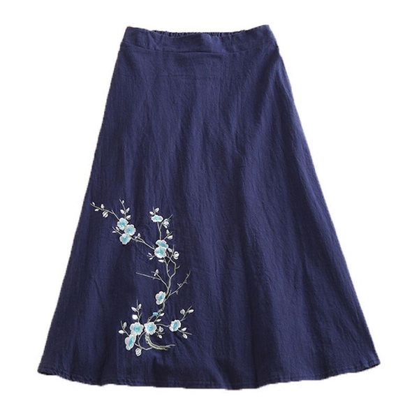 skirts women cotton linen retro embroidery high elastic waist a-line breathable skirt white blue green length:72cm, Black
skirts women cotton linen retro embroidery high elastic waist a-line breathable skirt white blue green length:72cm, Black