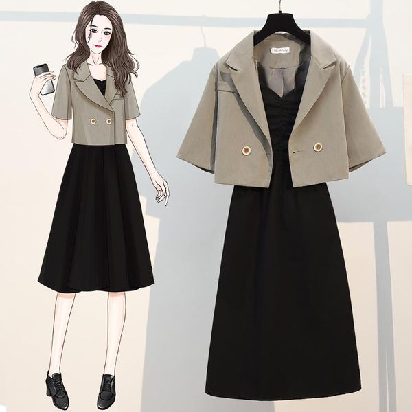 women's jackets actual shooting of summer 2021 large fat sister foreign style small suit coat thin suspender skirt female 8978, Black;brown
women's jackets actual shooting of summer 2021 large fat sister foreign style small suit coat thin suspender skirt female 8978, Black;brown