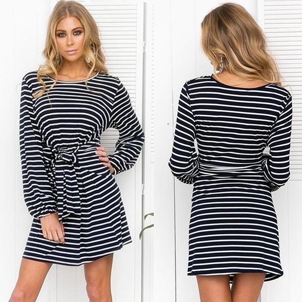 fashion women o-neck long sleeve dress striped dresses casual female slim, Black;gray
fashion women o-neck long sleeve dress striped dresses casual female slim, Black;gray
