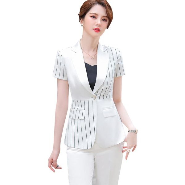 women's two piece pants fashion black white striped summer women pant suit short sleeve office ladies formal work blazer and trouser s-
women's two piece pants fashion black white striped summer women pant suit short sleeve office ladies formal work blazer and trouser s-