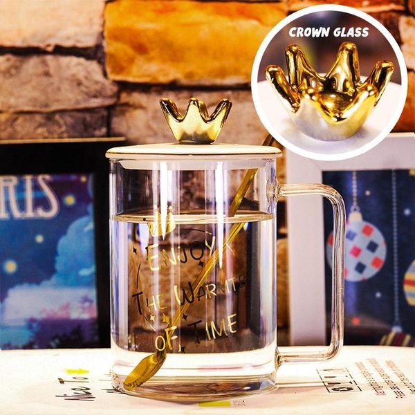 mugs 450ml crown theme glass coffee fashion cup with lid spoon gift box body cover heat resistant transparent
mugs 450ml crown theme glass coffee fashion cup with lid spoon gift box body cover heat resistant transparent