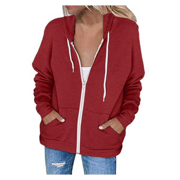women's hoodies & sweatshirts zipper up pockets womens hoodie long sleeve lightweight bottoming female keep warm casual loose ladies ja, Black
women's hoodies & sweatshirts zipper up pockets womens hoodie long sleeve lightweight bottoming female keep warm casual loose ladies ja, Black