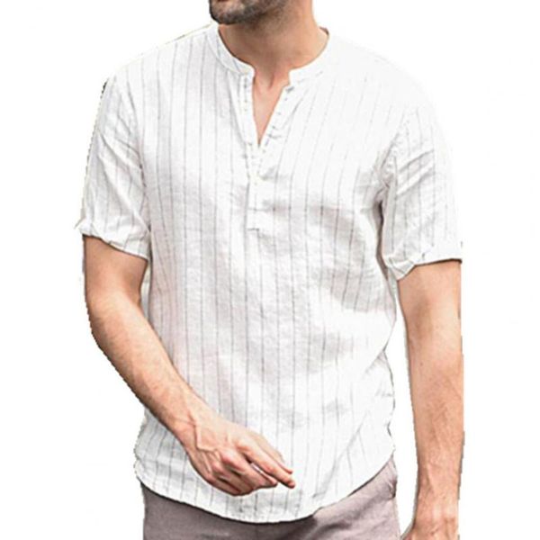 men's casual shirts 2021 simple linen short sleeve v neck men thin spring summer striped slim stand collar shirt male clothes plus size, White;black
men's casual shirts 2021 simple linen short sleeve v neck men thin spring summer striped slim stand collar shirt male clothes plus size, White;black