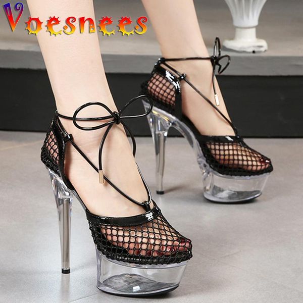 sandals summer walk show mesh cross ankle lace-up women shoes transparent thin high heel platform party dress, Black
sandals summer walk show mesh cross ankle lace-up women shoes transparent thin high heel platform party dress, Black