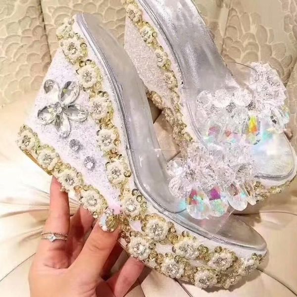 summer wedges bling slides women crystal decor string bead pvc slipper 2021 fashion luxury shoes slippers, Black
summer wedges bling slides women crystal decor string bead pvc slipper 2021 fashion luxury shoes slippers, Black