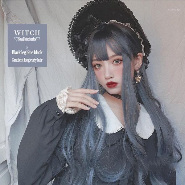 long curly hair wig, synthetic high temperture fiber gradient blue gray girl wig1, Black
long curly hair wig, synthetic high temperture fiber gradient blue gray girl wig1, Black