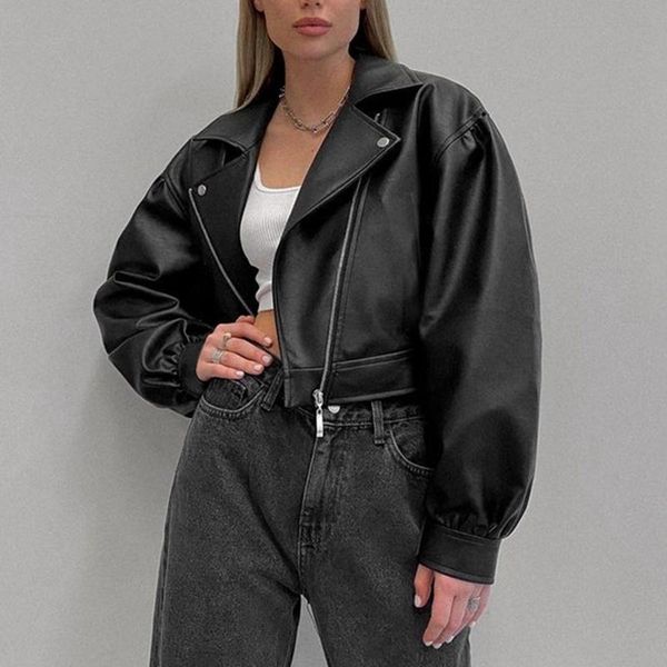 women's jackets long sleeve pu leather coat women button zipper fashion loose black autumn winter outwear, Black;brown
women's jackets long sleeve pu leather coat women button zipper fashion loose black autumn winter outwear, Black;brown