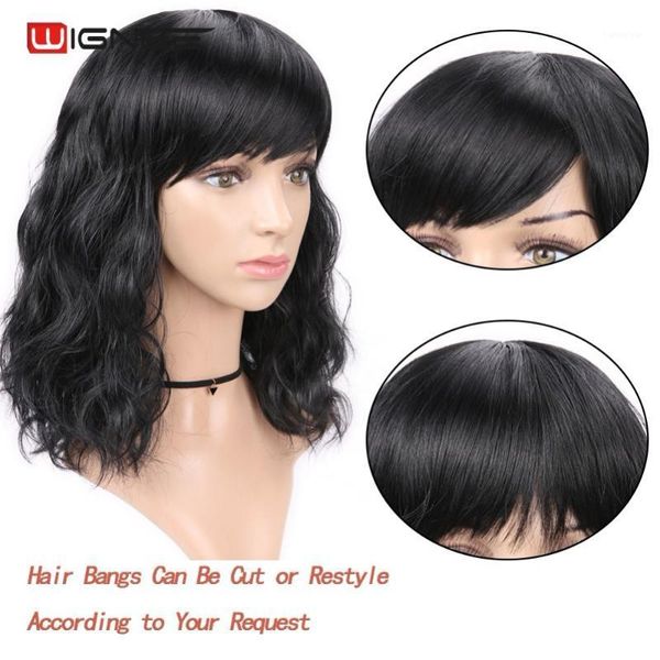 wignee none lace synthetic wigs with bangs for women short natural wave hair high temperature heat resistant cosplay wigs1, Black
wignee none lace synthetic wigs with bangs for women short natural wave hair high temperature heat resistant cosplay wigs1, Black