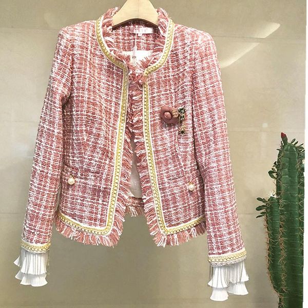 women's jackets plaid wool tweed jacket women tassel o-neck slim short coat office lady elegant outwear autumn winter high qaulity, Black;brown
women's jackets plaid wool tweed jacket women tassel o-neck slim short coat office lady elegant outwear autumn winter high qaulity, Black;brown