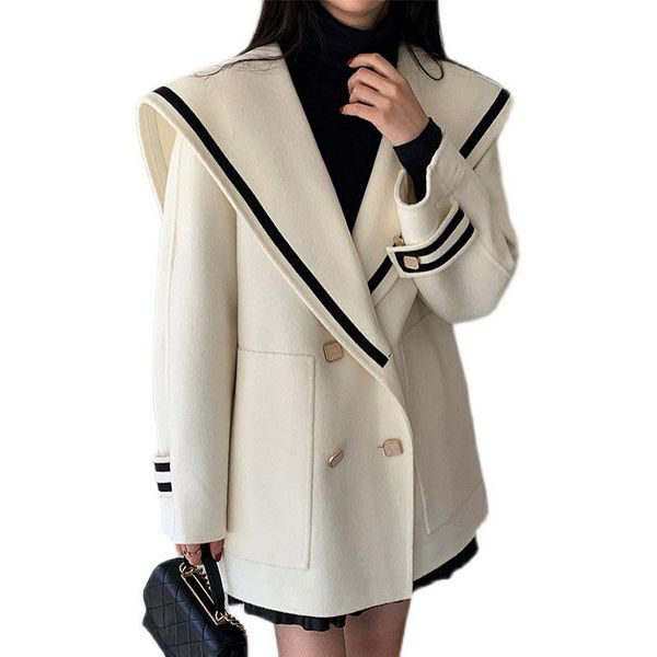 women's wool & blends 2021 elegant ladies autumn and winter cashmere woolen coat double-breasted loose long-sleeved warm coats women f1, Black
women's wool & blends 2021 elegant ladies autumn and winter cashmere woolen coat double-breasted loose long-sleeved warm coats women f1, Black