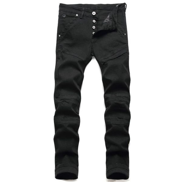 men's jeans stretch motorcycle denim spring and autumn stitching black slim feet style european american, Blue
men's jeans stretch motorcycle denim spring and autumn stitching black slim feet style european american, Blue