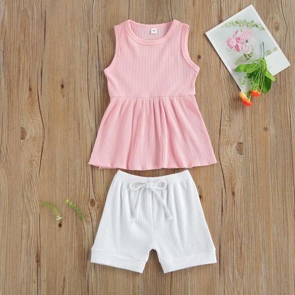 clothing sets 2 pieces kids suit set, girls solid color ribbed o-neck sleeveless + short pants for summer, 2-7 years, White
clothing sets 2 pieces kids suit set, girls solid color ribbed o-neck sleeveless + short pants for summer, 2-7 years, White