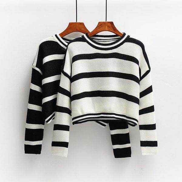 women's sweaters korean chic striped women autumn winter white black hit color knitted pullovers student harajuku simple short jumper
women's sweaters korean chic striped women autumn winter white black hit color knitted pullovers student harajuku simple short jumper