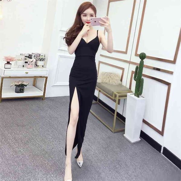 summer women's dress korean deep v-neck open back high slit slim and thin sling female es gx197 210507, Black;gray
summer women's dress korean deep v-neck open back high slit slim and thin sling female es gx197 210507, Black;gray