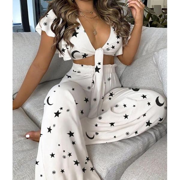women's two piece pants women suit casual lotus sleeve blouse wide leg sets female elegant elastic high waist ruched trousers, White
women's two piece pants women suit casual lotus sleeve blouse wide leg sets female elegant elastic high waist ruched trousers, White