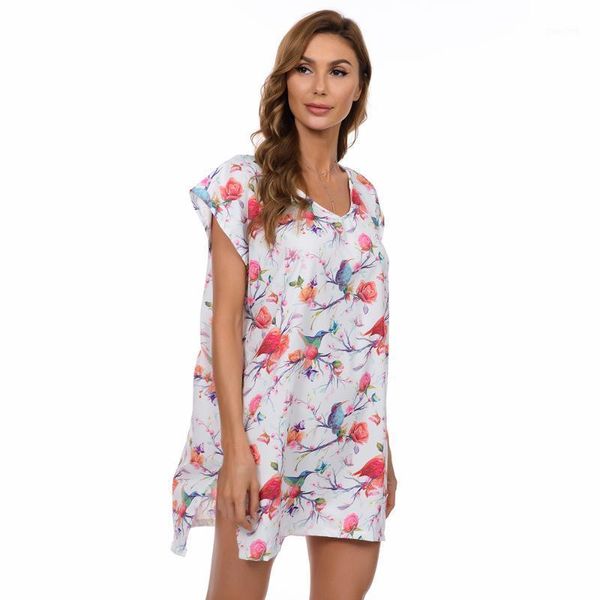 women's t-shirt fashion women summer floral v-neck sleeveless cassual blouse bikini cover up beach style, White
women's t-shirt fashion women summer floral v-neck sleeveless cassual blouse bikini cover up beach style, White