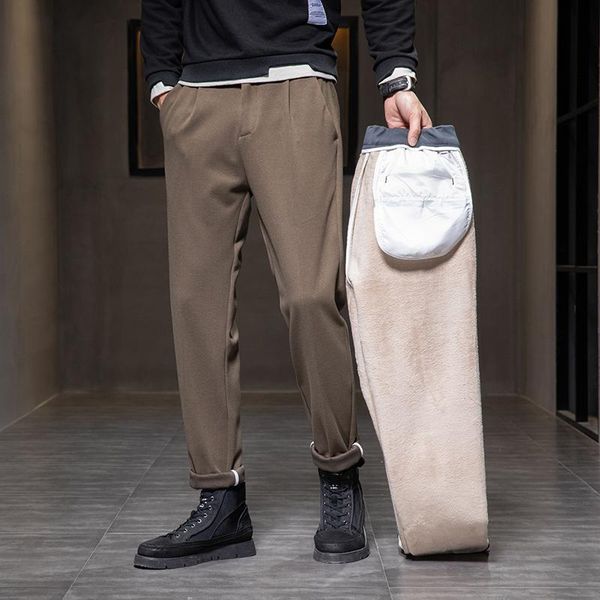 men's pants winter fleece warm casual classic style thick cotton straight-leg trousers male brand men clothing, Black
men's pants winter fleece warm casual classic style thick cotton straight-leg trousers male brand men clothing, Black