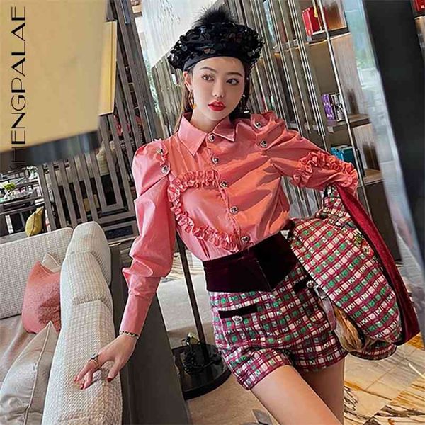 fashionable wave pinch fold peach heart blouse women's spring lapel drill button puff sleeve shirt 5c239 210427, White
fashionable wave pinch fold peach heart blouse women's spring lapel drill button puff sleeve shirt 5c239 210427, White
