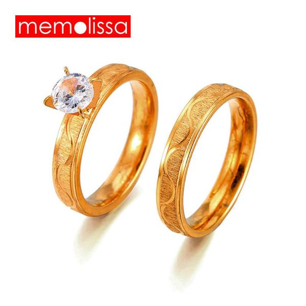 cluster rings memolissa stainless steel wedding ring for lovers ip gold crystal cz couple set men women romantic, Golden;silver
cluster rings memolissa stainless steel wedding ring for lovers ip gold crystal cz couple set men women romantic, Golden;silver