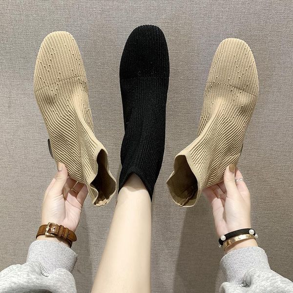 boots 2021 winter ankle for women low heel sock knitted elastic metal knit booties woman black beige
boots 2021 winter ankle for women low heel sock knitted elastic metal knit booties woman black beige