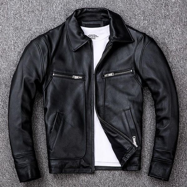 men's leather & faux motorcycle biker men cow genuine jacket spring autumn windproof coat business man slim casual outwear plus size 5x, Black
men's leather & faux motorcycle biker men cow genuine jacket spring autumn windproof coat business man slim casual outwear plus size 5x, Black