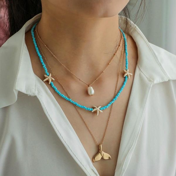 pendant necklaces beach style pearl choker multi layers chain necklace starfish fish tail statement collar women ins ethnic jewelry cn104, Silver
pendant necklaces beach style pearl choker multi layers chain necklace starfish fish tail statement collar women ins ethnic jewelry cn104, Silver