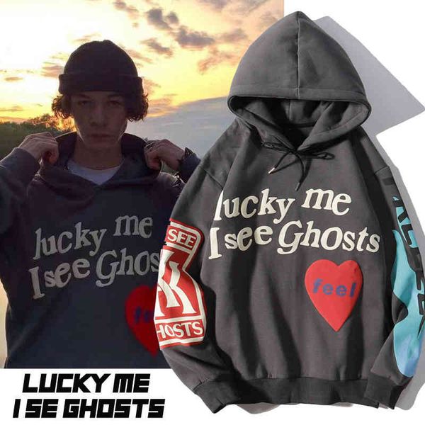 2021 harajuku autumn weirdo graffiti letter printed hoodies men lucky me i see ghosts hooded sweatshirt fleece streetwear, Black
2021 harajuku autumn weirdo graffiti letter printed hoodies men lucky me i see ghosts hooded sweatshirt fleece streetwear, Black