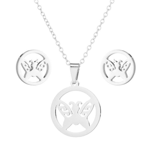 earrings & necklace and set round butterfly three-piece ornament simple clavicle chain wholesale, Silver
earrings & necklace and set round butterfly three-piece ornament simple clavicle chain wholesale, Silver