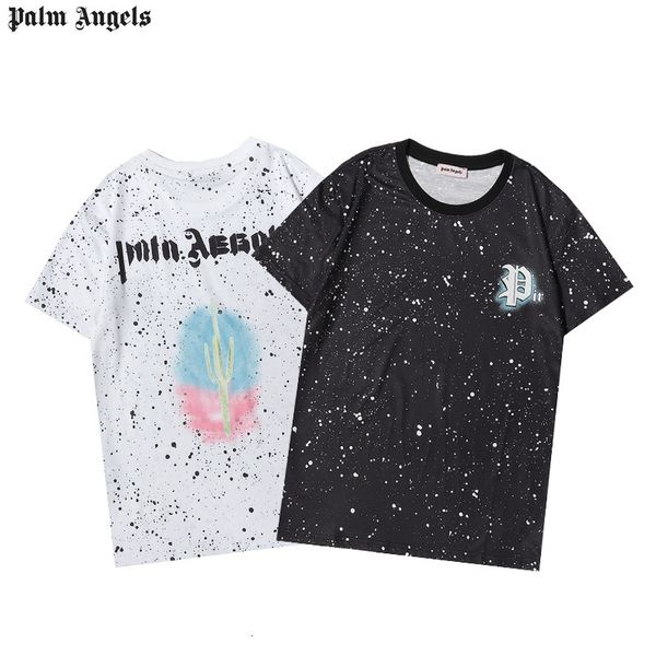 t shirt 2021 summer fashion brand star sky splashing ink letter printing short sleeve men and women tee, White;black
t shirt 2021 summer fashion brand star sky splashing ink letter printing short sleeve men and women tee, White;black