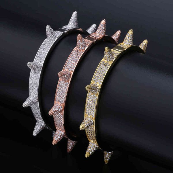 luxury iced out bling cubic zircon hip hop gold silver color rivet bracelets spike bangles gifts for men women x0509, Golden;silver
luxury iced out bling cubic zircon hip hop gold silver color rivet bracelets spike bangles gifts for men women x0509, Golden;silver