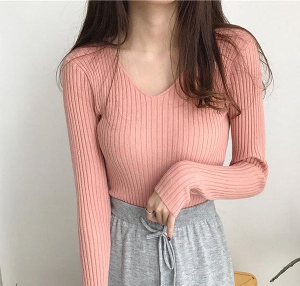 women's sweaters tingyili v-neck pullover female autumn spring bodycon knitted pull femme black white gray beige khaki pink sweater, White;black
women's sweaters tingyili v-neck pullover female autumn spring bodycon knitted pull femme black white gray beige khaki pink sweater, White;black