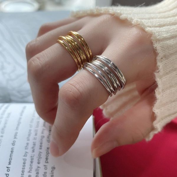cluster rings xiha solid 925 sterling silver for women wide large multi-layered lines glossy gold designer minimalist jewelry, Golden;silver
cluster rings xiha solid 925 sterling silver for women wide large multi-layered lines glossy gold designer minimalist jewelry, Golden;silver