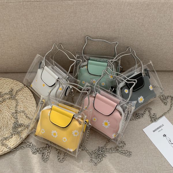 2021 girls jelly bag ins daisy chain handbag fashion woman floral single shoulder bags transparency bag + flower mini purse 2pcs set b060, Black
2021 girls jelly bag ins daisy chain handbag fashion woman floral single shoulder bags transparency bag + flower mini purse 2pcs set b060, Black
