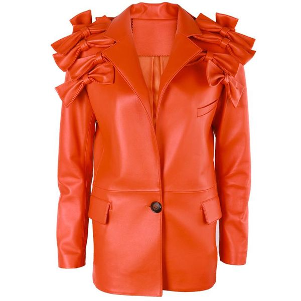 women's leather & faux yoloagain 2021 design bow genuine jacket ladies orange blazer, Black
women's leather & faux yoloagain 2021 design bow genuine jacket ladies orange blazer, Black