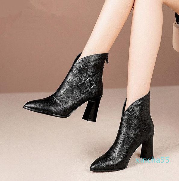 boots women autumn and winter v-neck high heels ankle shoes leather booties feminina woman wedding party, Black
boots women autumn and winter v-neck high heels ankle shoes leather booties feminina woman wedding party, Black