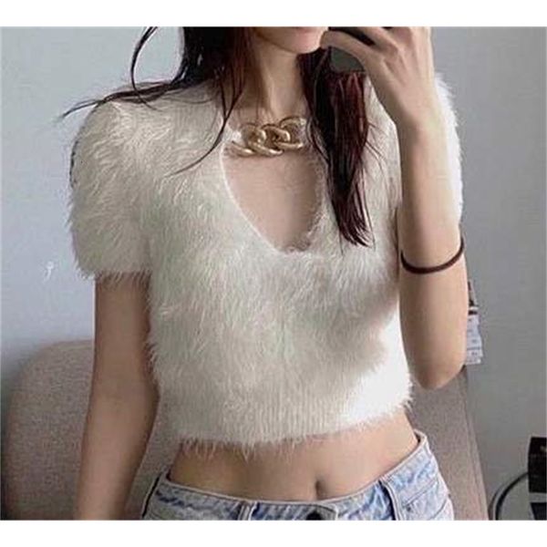 sweater 2021 autumn and winter chain v-neck short-sleeved women's solid color emz8, White;black
sweater 2021 autumn and winter chain v-neck short-sleeved women's solid color emz8, White;black