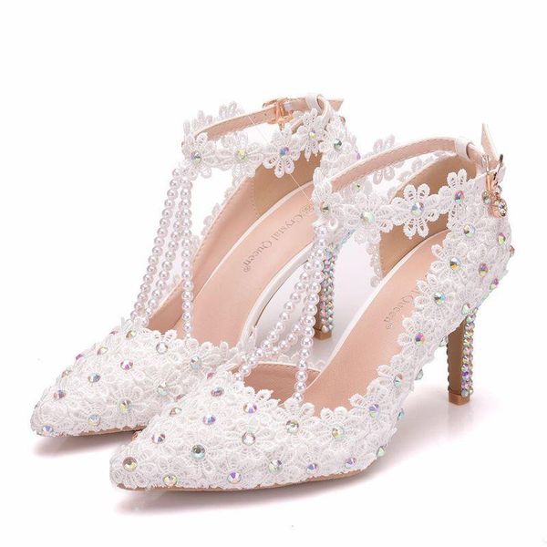 sandals women wedding party banquet lace pu rhinestones buckle strap 7.8cm thin high heels pointed toe shoes size 35-42, Black
sandals women wedding party banquet lace pu rhinestones buckle strap 7.8cm thin high heels pointed toe shoes size 35-42, Black