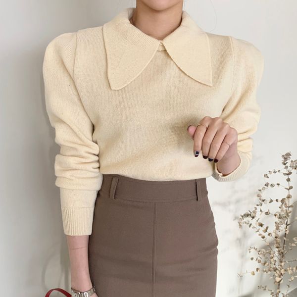 women's t-shirt long puff sleeve sweet sweater autumn winter arrivals candy color ruffled collar knitted sweaters pullovers guc7, White
women's t-shirt long puff sleeve sweet sweater autumn winter arrivals candy color ruffled collar knitted sweaters pullovers guc7, White