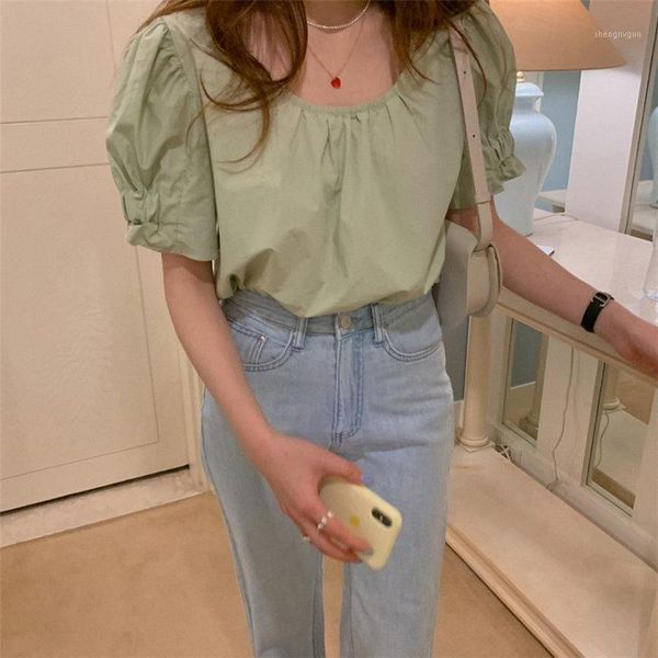 casual women loose short sleeves blouses grass-green summer chic solid cotton leisure sweet women's & shirts, White
casual women loose short sleeves blouses grass-green summer chic solid cotton leisure sweet women's & shirts, White