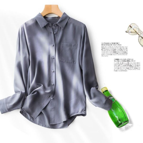 women's jackets silk shirt female mulberry long sleeve mint green white black casual lapel pocket, Black;brown
women's jackets silk shirt female mulberry long sleeve mint green white black casual lapel pocket, Black;brown