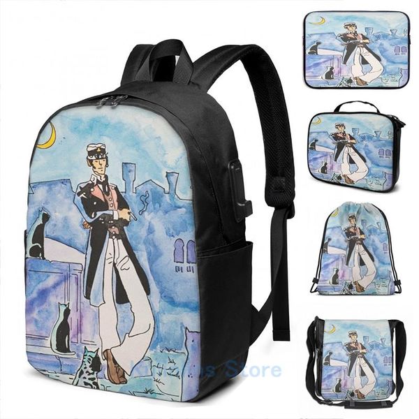 backpack funny graphic print corto maltese with cats usb charge men school bags women bag travel laptop 
backpack funny graphic print corto maltese with cats usb charge men school bags women bag travel laptop